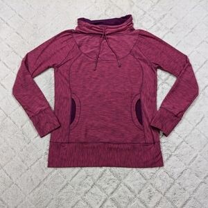 Prana Jacket Women's L Purple Red Heather Ember Pullover Top Cowl Neck